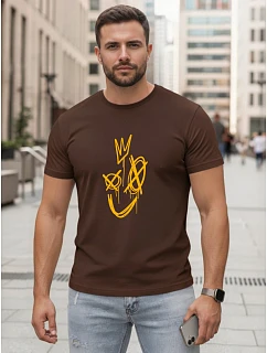 Koszulka męska z nadrukiem Smile brązowa model 22182623 - FashionStreet