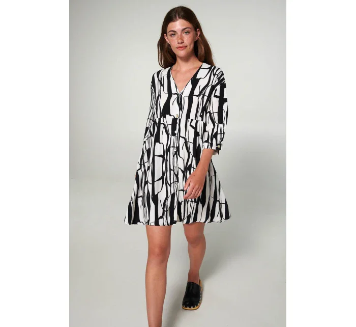 Šaty s potiskem a knoflíky model 19697567 - Vamp
