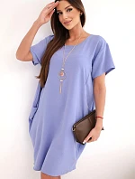 Šaty s vreckami a príveskom fialové