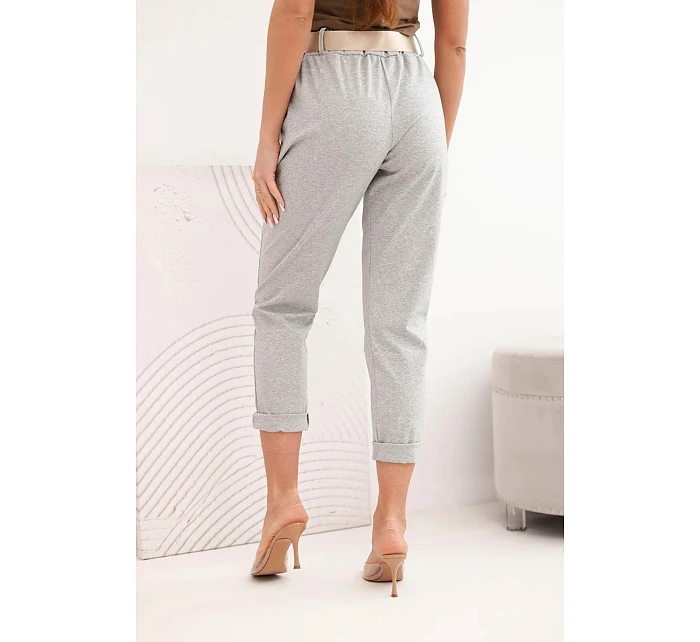 Nohavice Punto s opaskom sivý melanž Nohavice Punto s opaskom sivý melanž