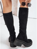 Dámské semišové kozačky s podrážkou černé Dstreet model 21993486 - FashionStreet