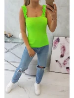 Halenka bez ramínek s volánky zelená neonová Halenka bez ramínek s volánky zelená neonová