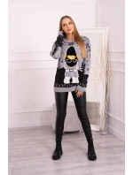 Vianočný sveter so Santa Clausom šedý