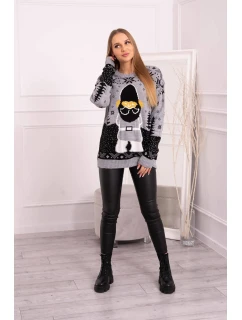 Vianočný sveter so Santa Clausom šedý