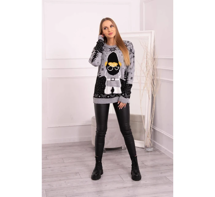 Vianočný sveter so Santa Clausom šedý