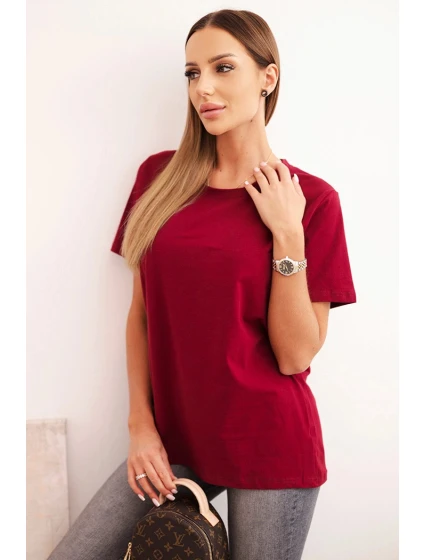 Dámská bavlněná blůza model 21308405 střihu bordová - K-Fashion Dámská bavlněná blůza model 21308405 střihu bordová - K-Fashion