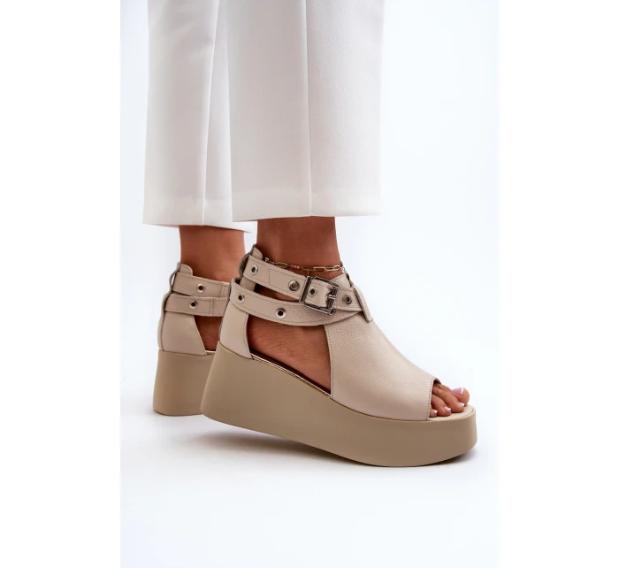 Kožené sandály na Beige model 21659891 - Zazoo