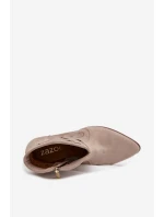 Semišové dámské kotníčkové boty na podpatku  Cappuccino model 21713248 - Zazoo