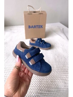 Kožené Dětské Polobotky Barefoot S Odrazkami Bartek 8600366 Tmavě Modré