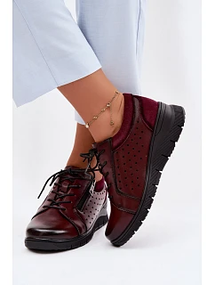 Kožené dámské polobotky na platformě Vinceza 39977 bordó