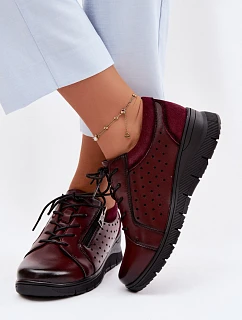 Kožené dámské polobotky na platformě Vinceza 39977 bordó