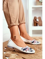 Baleriny Damskie Maciejka Skórzane Białe 01358