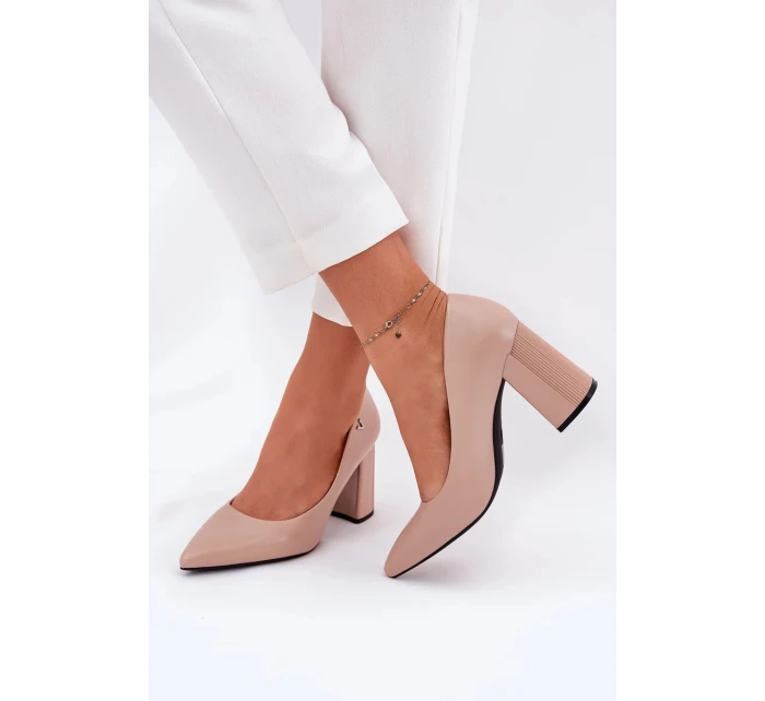 Elegantné dámske lodičky na širokom podpätku Vinceza - béžové Elegantné dámske lodičky na širokom podpätku Vinceza - béžové