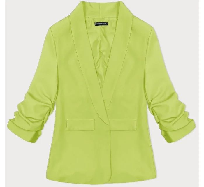 Dámské sako s nařasenými rukávy limetkově zelené model 21168299 - Good looking Dámské sako s nařasenými rukávy limetkově zelené model 21168299 - Good looking
