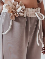 Dámské máslové kalhoty s květinami tepláky cappuccino Dstreet model 21984426 - FashionStreet Dámské máslové kalhoty s květinami tepláky cappuccino Dstreet model 21984426 - FashionStreet