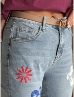 Dámské džínové kalhoty slim fit s květinovým vzorem blue Dstreet model 21985236 - FashionStreet