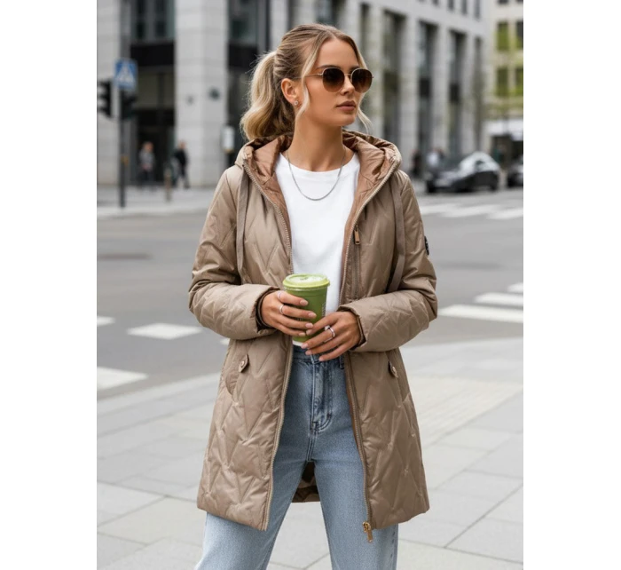 Dámská prošívaná přechodová bunda velbloudí barvy Dstreet model 21996000 - FashionStreet