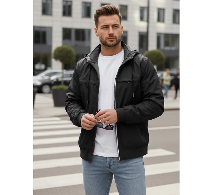 Pánska prechodná bunda obojstranná čierna FashionStreet TX5135 Pánska prechodná bunda obojstranná čierna FashionStreet TX5135