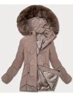 Dámská zimní plus size bunda v barvě s kapucí model 21248367 - S'WEST