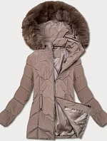 Dámska plus size zimná bunda s kapucňou S'west cocoa (B8300-48)