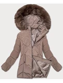 Dámska plus size zimná bunda s kapucňou S'west cocoa (B8300-48)