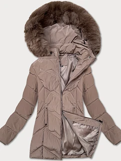 Dámská zimní plus size bunda v barvě s kapucí model 21248367 - S'WEST