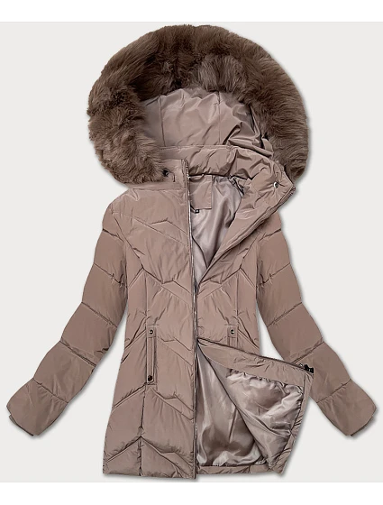 Dámská zimní plus size bunda v barvě s kapucí model 21248367 - S'WEST Dámská zimní plus size bunda v barvě s kapucí model 21248367 - S'WEST