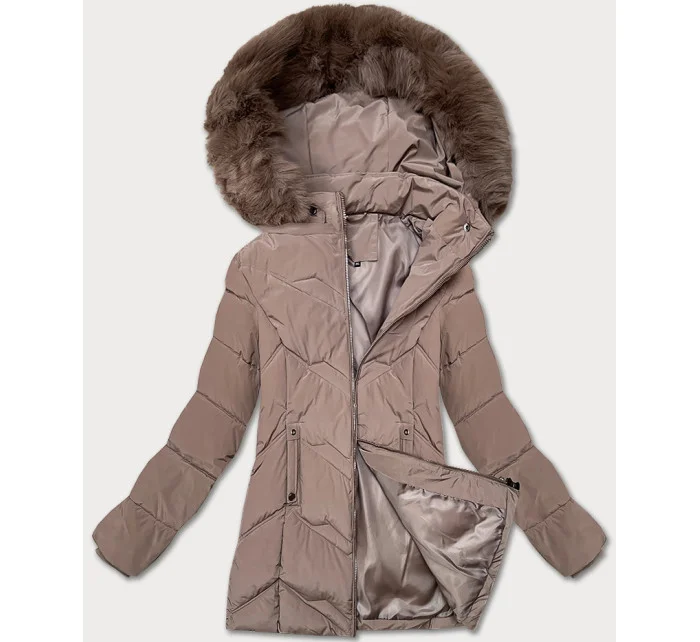 Dámská zimní plus size bunda v barvě s kapucí model 21248367 - S'WEST