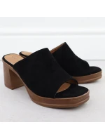 Dámske semišové žabky na ihličkách čierne Potocki 54309