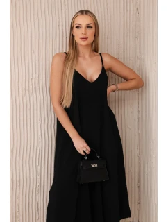 Mušelínové šaty bez ramienok čierne