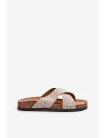 Klapki Damskie Na Korkowej Platformie Beżowe Tesolen