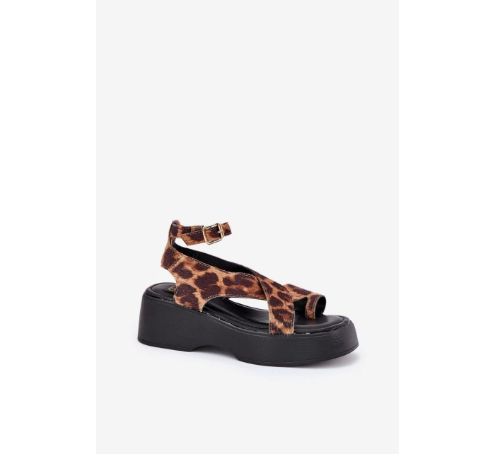 Dámské Sandály Na Platformě A Klínu V  Hnědé model 21688739 - Boto