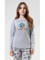 Dámské pyžamo dlouhé model 22032249 šedé - Vienetta