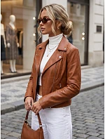 Dámska bunda v štýle Ramones z ekologickej kože, hnedá, FashionStreet TY5731 Dámska bunda v štýle Ramones z ekologickej kože, hnedá, FashionStreet TY5731