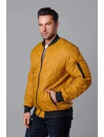 Tmavo žltá prešívaná pánska bunda typu "bomber" (MY01-23)