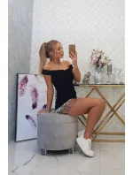 Španielska blúzka s volánikmi čierna