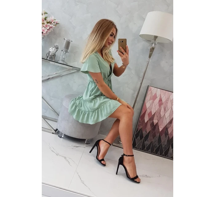 Šaty s obálkovým výstřihem tmavě mátové barvy Šaty s obálkovým výstřihem tmavě mátové barvy