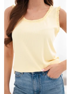 Dámská viskózová halenka s volánkem u výstřihu žlutá