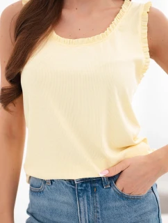 Dámská viskózová halenka s volánkem u výstřihu žlutá