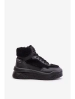 Sneakersy Damskie Na Platformie Z Futerkiem Typu Baranek Lee Cooper LCJ-24-47-3145 Czarne