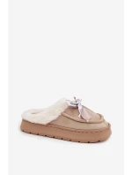 Kapcie Damskie Z Futerkiem I Kokardką Beżowe Fenella Kapcie Damskie Z Futerkiem I Kokardką Beżowe Fenella