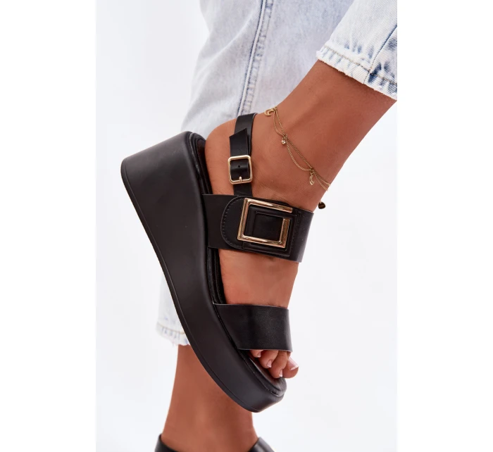 Dámské sandály na platformě s ozdobným detailem Černé model 22037679 - Boto