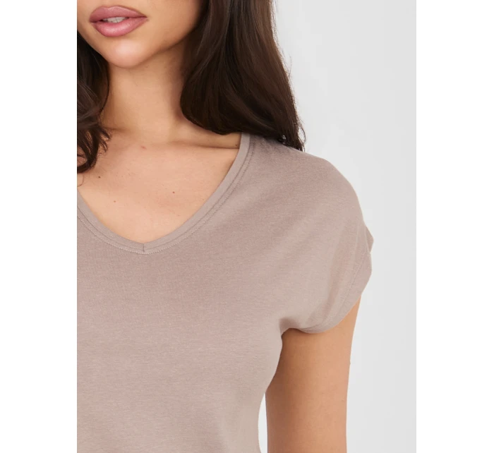 T shirt D12041AH02570C ciemny bezowy