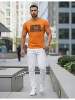 Pánske oranžové tričko s potlačou FashionStreet NX5014R
