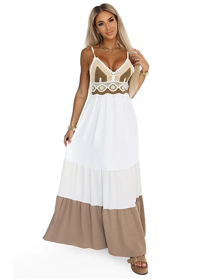 Dlouhé šaty bez ramínek s vrškem boho model 21212552 - numoco basic