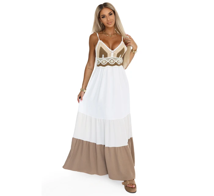 Dlouhé šaty bez ramínek s boho model 21212552 - numoco basic Dlouhé šaty bez ramínek s boho model 21212552 - numoco basic