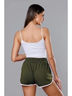 Dámské šortky v khaki barvě s kontrastní lemovkou model 18369470 - J.STYLE Dámské šortky v khaki barvě s kontrastní lemovkou model 18369470 - J.STYLE