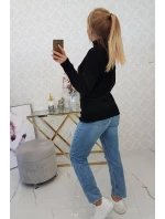 Polovičný sveter s rolákom čierny