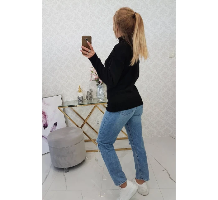 Polovičný sveter s rolákom čierny