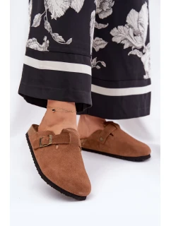 Semišové Klapky Dámské S Přezkou Big Star Hnědé model 21692025 - Big Star Shoes